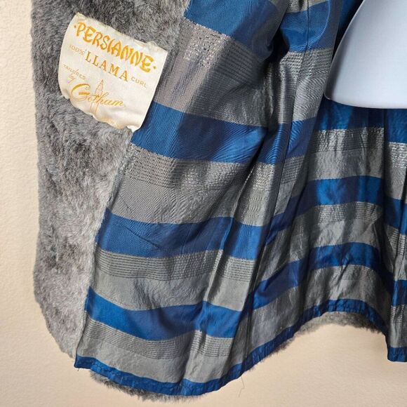 Vintage 60s Gotham Persian Lamb Llama Curl Coat Womens M Gray Mid Length - Picture 5 of 7